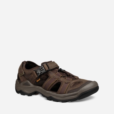 Teva Omnium 2 Leather - Men's Teva Hiking Sandals - Coffee | India (OXEZ19540)